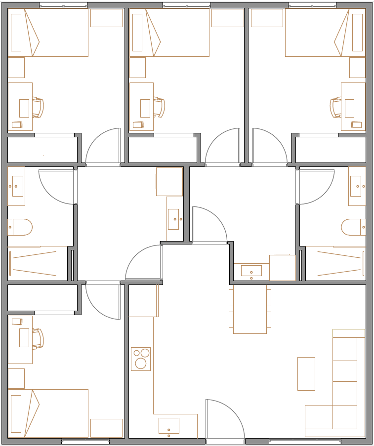 Plano de vivienda de 4 habitaciones 